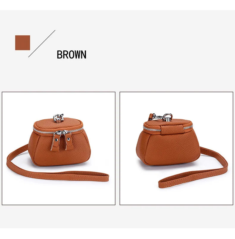 Ladies Genuine Leather Cosmetic Bag Fashion Cosmetic Case Makeup Bag Women Clutch Mini Toiletry Bag Cosmetic Pouch with Lanyard