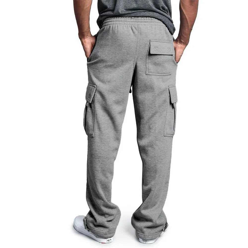 Spring and Autumn New Men's Sports Leisure Trousers Multi-pocket Loose Solid Color Cargo Work Pants Streetwear Men Pants