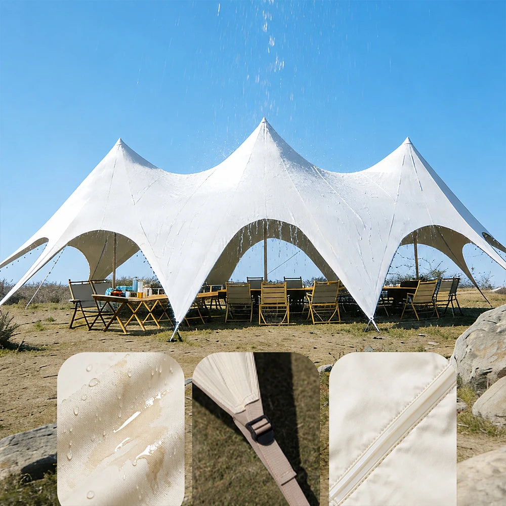 Large Outdoor Canopy Tent Waterproof Sun Shade Shelter Heavy Duty Camping Glamping Tent Backyard Wedding Party Event Tent