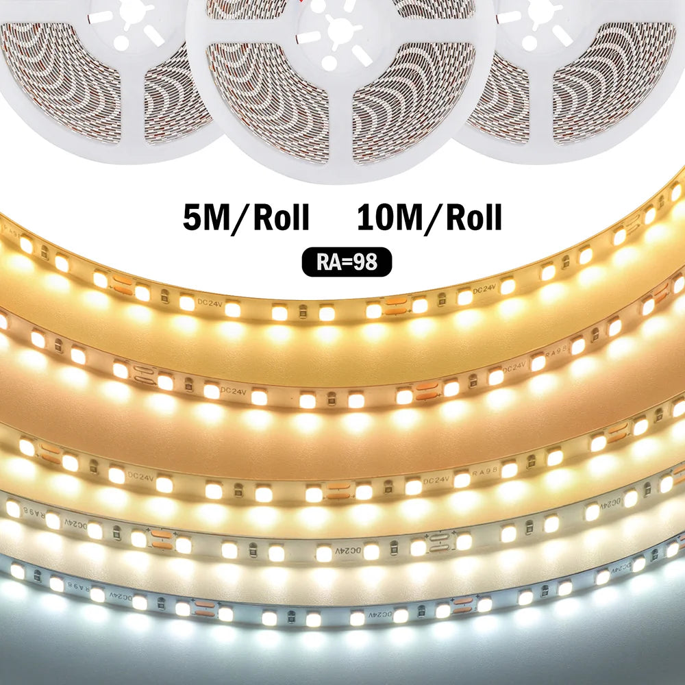 LED Strip Light RA98 5mm 8mm PCB 5m 10m 24V 2835 120 240 LEDs Flexible Adhesive Tape 2700K 3000K 3500K 4000K 5000K 6000K Decor