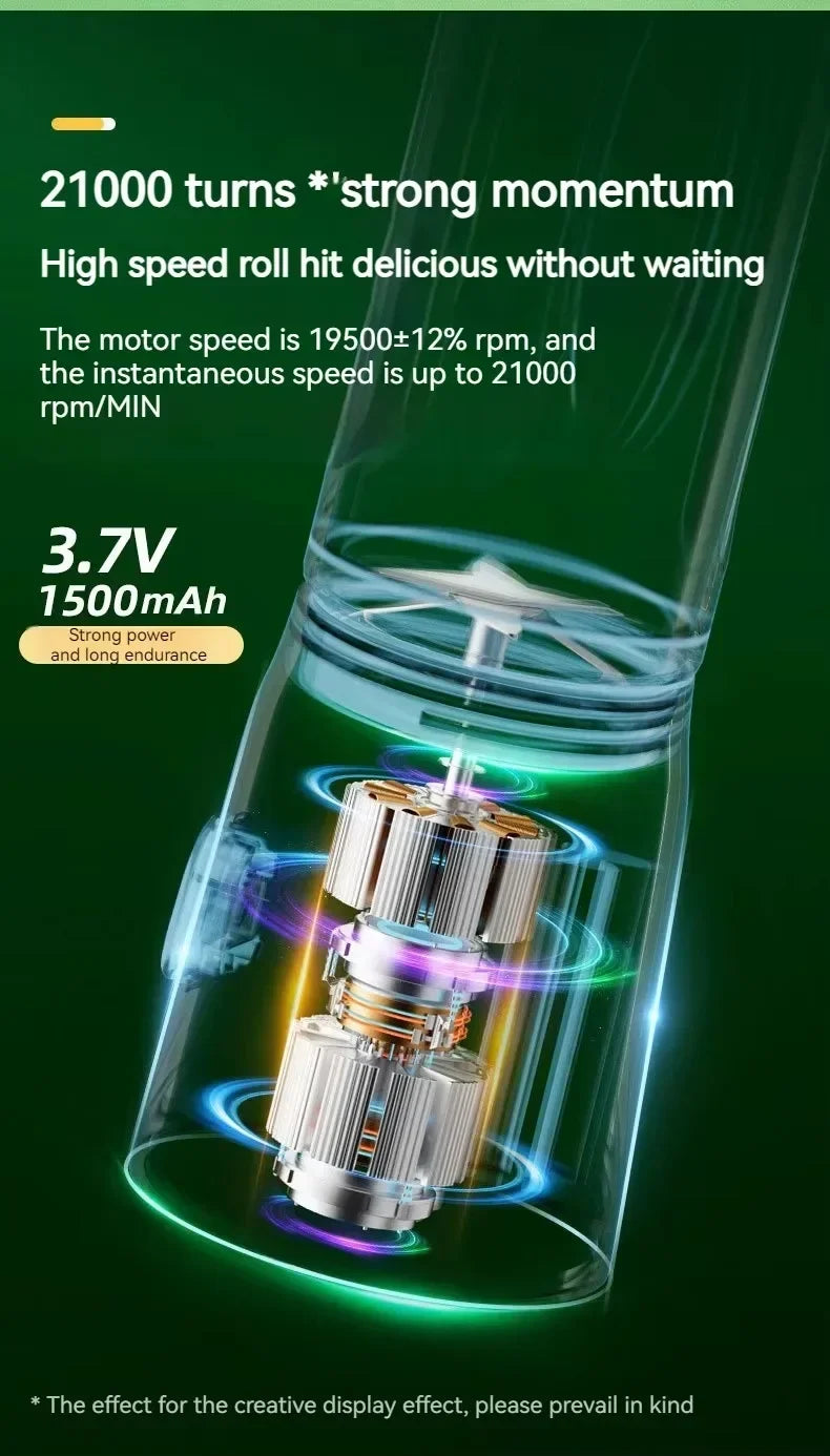 Portable Cordless Blender Juicer 450ml Electric Fruit Juicer USB Rechargeable Lemon Orange Juice Cup Smoothie Blender