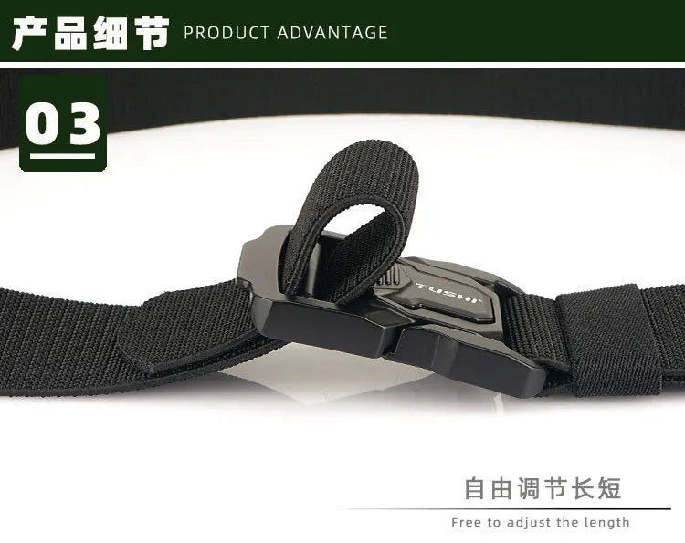 3.8cm Men's Tactical Elastic Belt Aluminum Alloy Quick Release Buckle Wear-Resistant Durable Belt for Tactical Pants Outdoor Hik