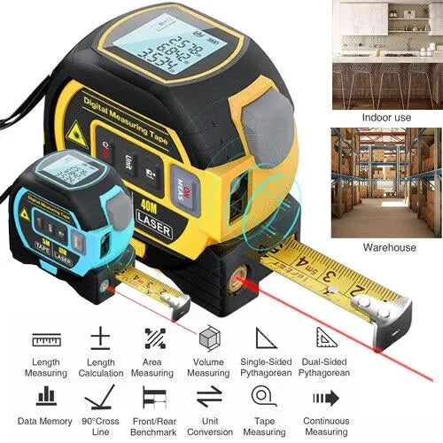 3IN1 Laser Tape Measure Meter Laser Rangefinder Meter With Digital Display 40M/60M Laser 5M Tape measure Precision Measure Ruler