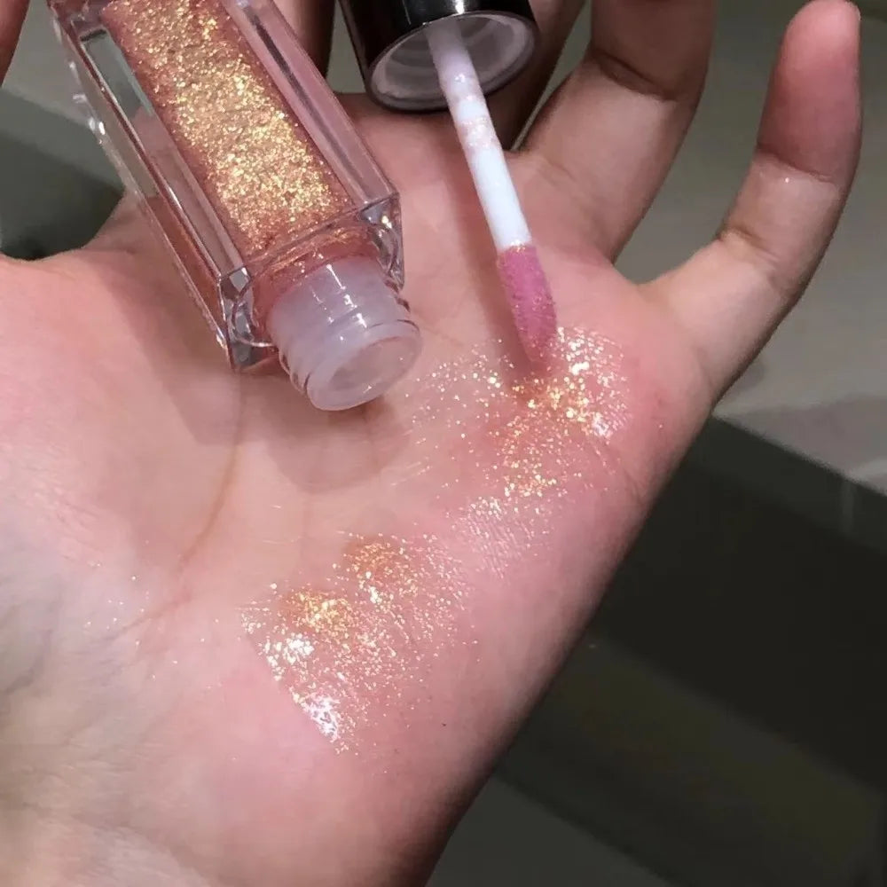 Sparkle Long-Lasting Lip Gloss Non-Fading Moisturizing Liquid Lipstick Non-Sticky Clear Lip Glaze for Women