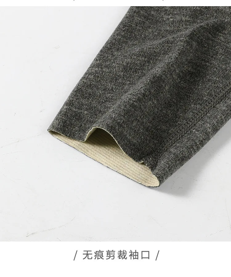 Thermal Underwear Tops Men's Winter Fleece Thickened Undershirt V-Neck Long Sleeve Bottom Shirt Long John Thermo Undercoat