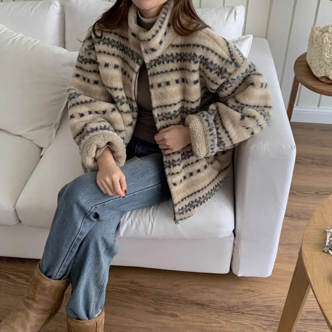 Winter Clothing with Retro Patterns  Thickened Warm Cotton Jacket for Women