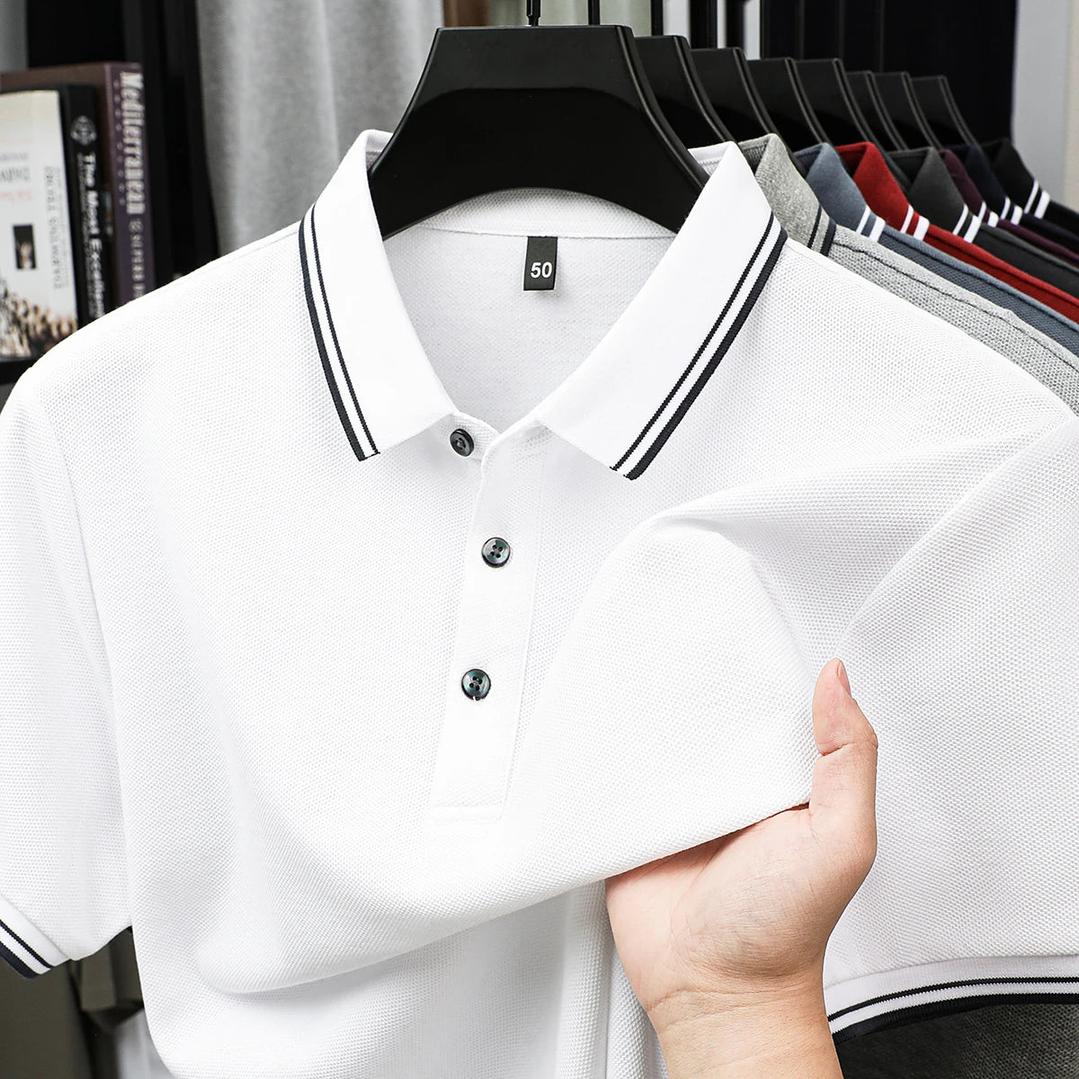 100% pure cotton polo shirt men's summer high-quality T-shirt luxury fashion business casual breathable solid golf short sleeve