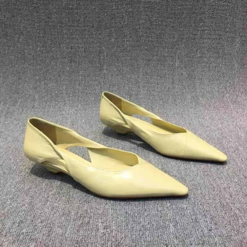 Shoes for Woman Comfortable Women's Summer Footwear Moccasins Blue Low Heel Elegant Pointed Toe High Quality Popular Heels