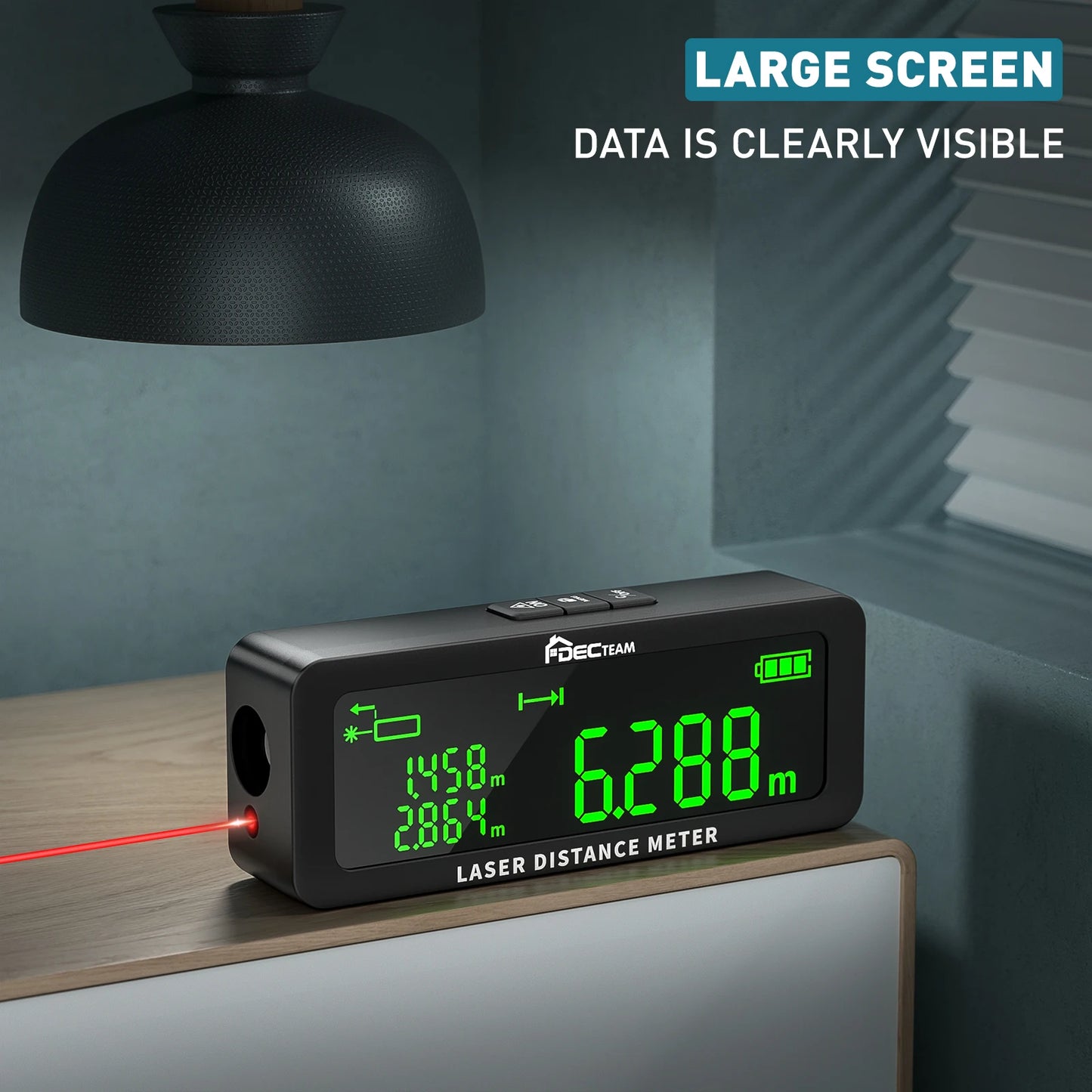 Decteam MN50 Laser Distance Meter 165Feet/50M Laser Measure with LCD Multiple Angle Distance Area Volume Measurement Modes