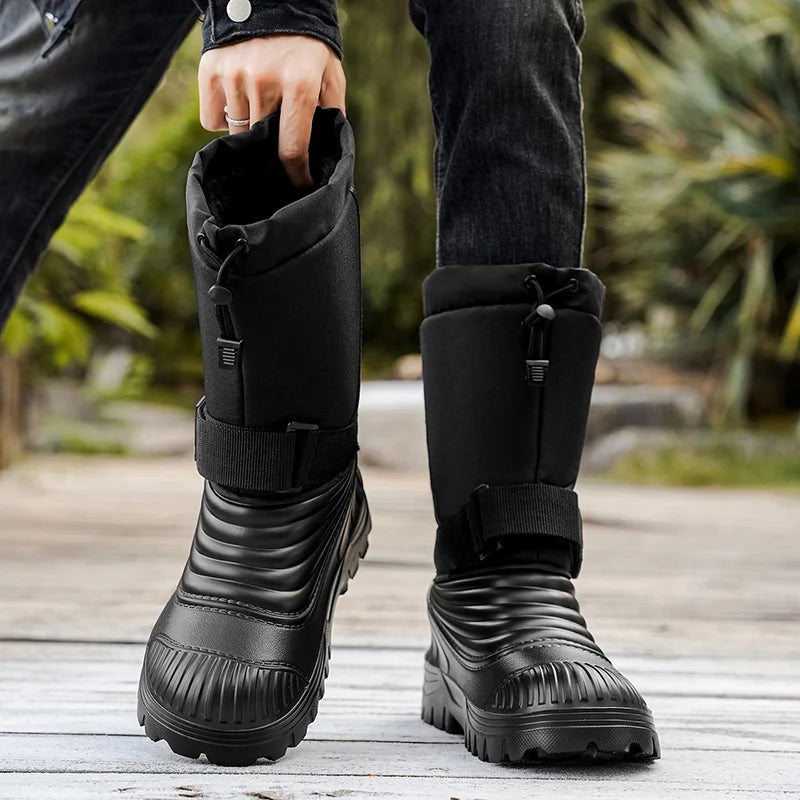 Men's New Snow Boots for Autumn and Winter, Fleece-Lined and Thickened, Cold-Proof, Outdoor Warm, Waterproof, Anti-Skiing, Hiking