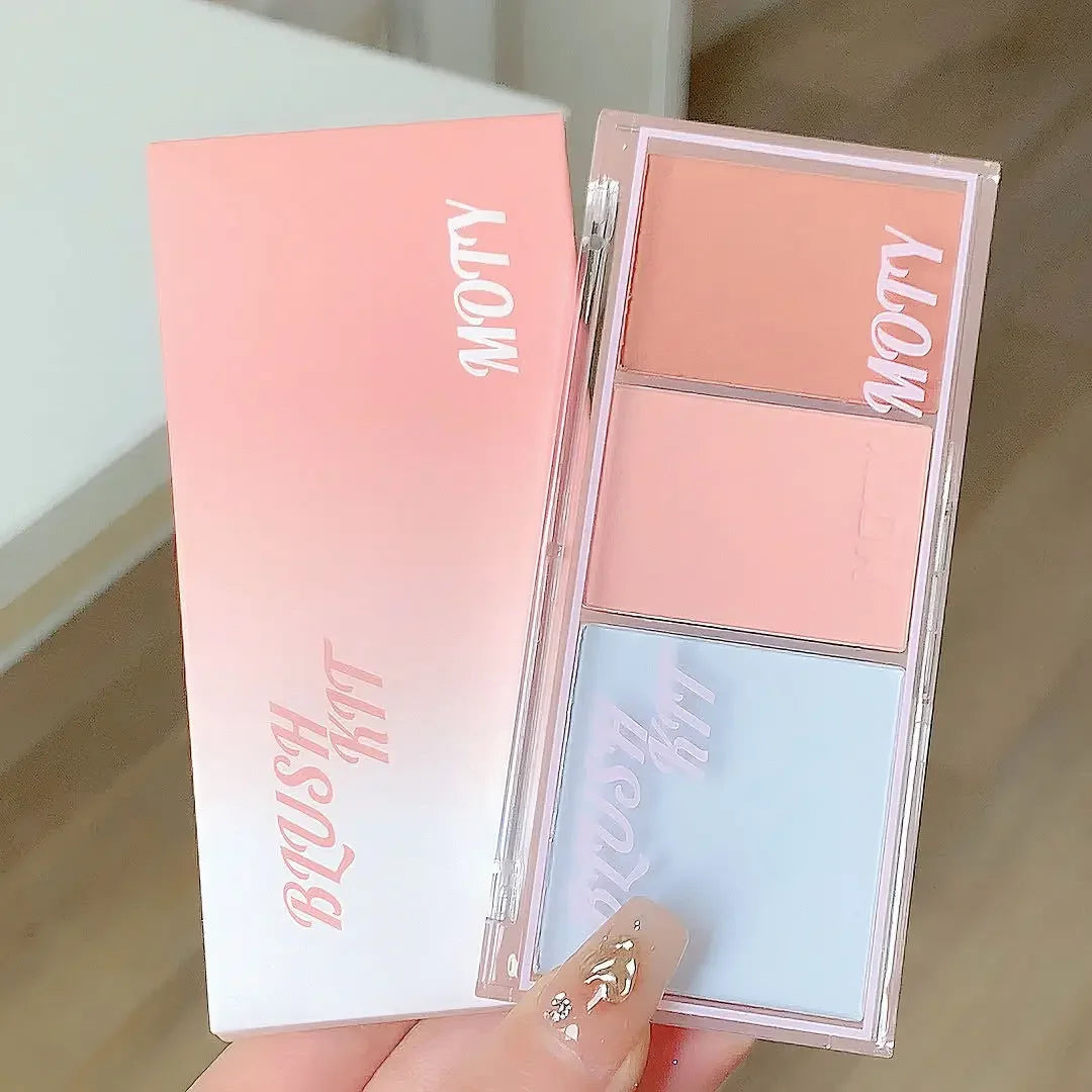 Pink Series 3 Colors Blush Makeup Palette Mashed Potato Texture Matte Cheek Tint Contour Shadow Blusher Cosmetics Rouge Powder