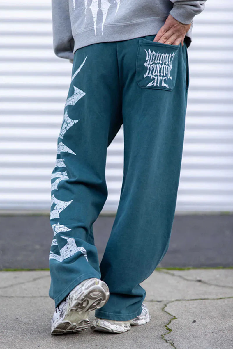 2026 Young American trendy sweatpants collaboration anime joggers cotton terry print wide-leg casual pants hip-hop street pants