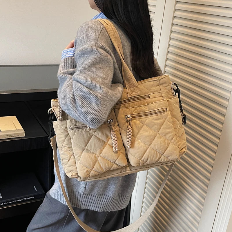 Large capacity Tote Bags for Women Shoulder Side Bag Fashion Space cotton Shopping Bags Multi-pocket Messenger Bag Lady Handbags
