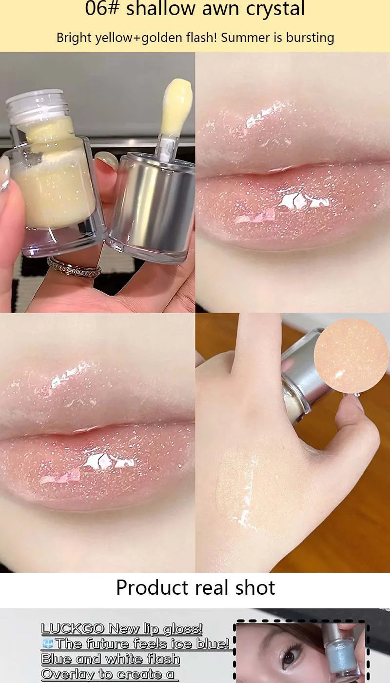 Shiny crystal through lips honey, moisturizing mirror moisturizing overlay, natural color lip glaze, moisturizing easy makeup