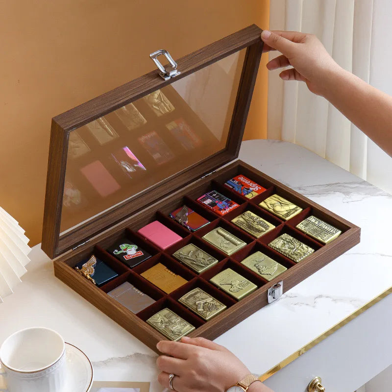 Lighter Storage Box Lighter Holder Display Box Windproof Lighter Display Stand Transparent With Lid Dustproof Large Capacity
