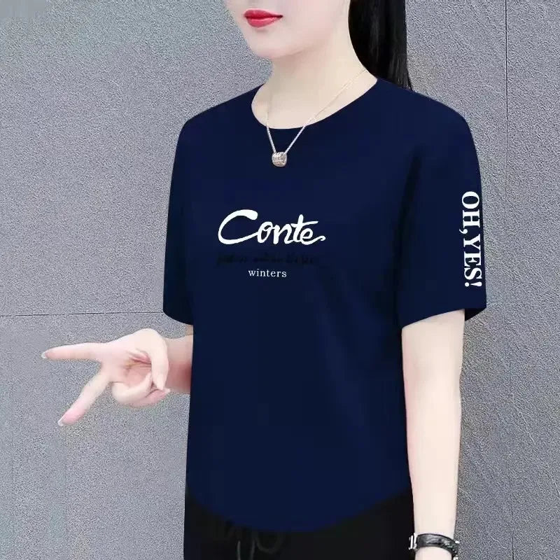 Summer Fashion Short Sleeve T-Shirt Women's Loose plus Size Slimming Top Cover up Body Shirt Casual Style Polyester Fabric