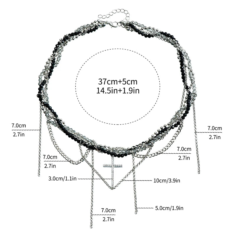 Cross Pendant Necklace For Women Light Luxury Tassels Clavicle Chain Cool Choker Exquisite Fashion Necklace Jewelry Gifts