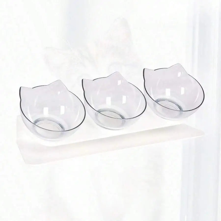 Three in one ergonomic pet bowl set with tilt design and high stand - neck protection, durable PP material