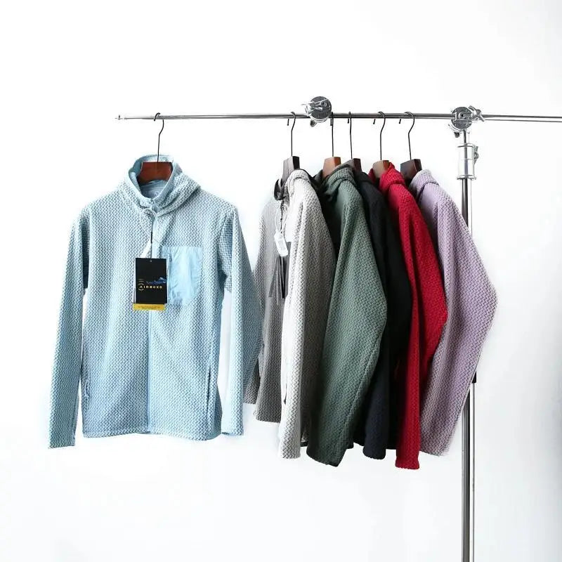Winter Outdoor Windproof Wavy - Patterned Stand - Collar Zip - Up Jacket Unisex Loose-fitting Casual Warm Windproof Jacket.