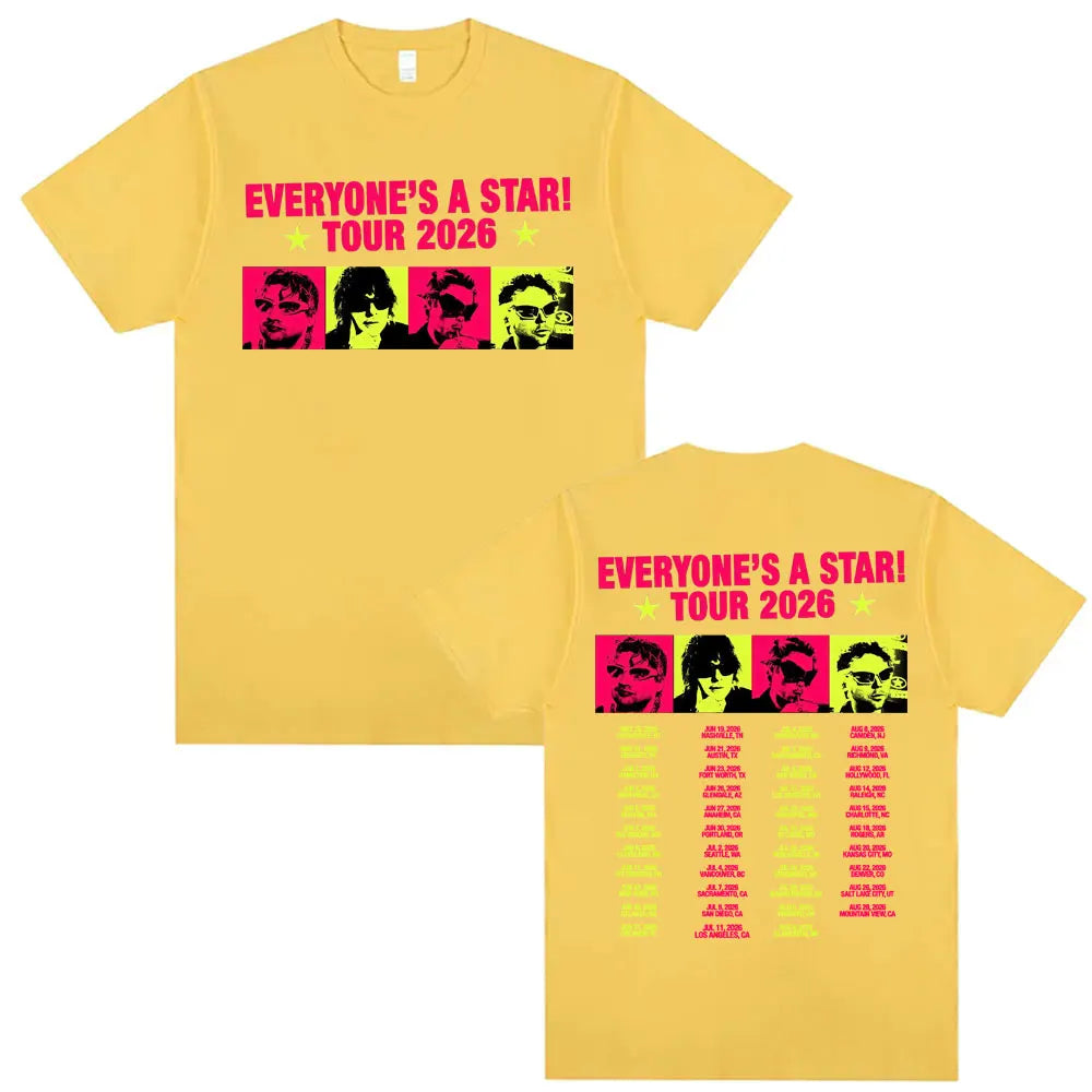 5 Seconds of Summer Everyone's A Star Tour 2026 Album T-shirts Men's Women Retro Hip Hop Style T Shirt Summer Tops Loose T-shirt