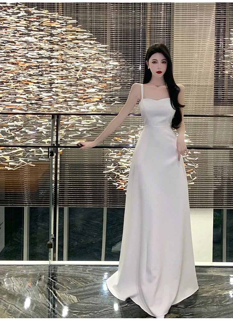 Chic Evening Dresses Dress Women's Elegant Banquet High-End Travel Vacation Photo Dress New Summer Long Sling Dress