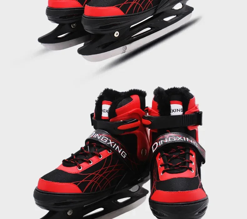 Adjustable Size Speed Skating Shoes Thermal Stretchable Ice Skates Ski Shoes Thicken with Ice Blade for Kids Adult Men And Women