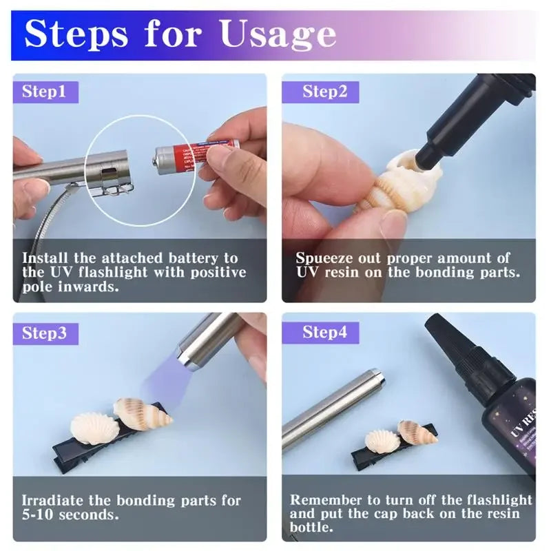 20g/30g/50g UV Epoxy Resin Glue DIY Jewelry Making High Transparency Fast Drying High Hardness Glue UV Lamp DIY Craft Decor