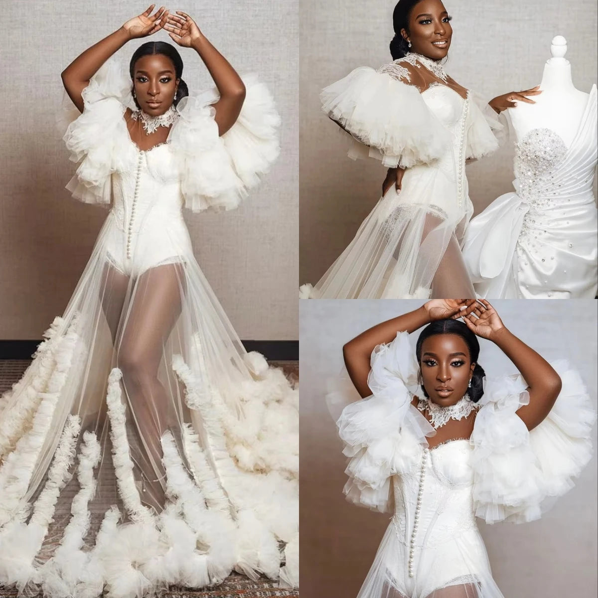 Cswdocy Wedding Robe Maxi Bride Bathrobe Customized Lingerie Women Gowns Tulle Lace Pajamas Dress Engagement Photo Shoot 2027