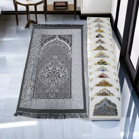 Islamic Gifts 70x110cm Muslim Prayer Rug Non-slip Foldable Prayer Mat Set Rectangle with Prayer Beads Janamaz Sajadah Travel