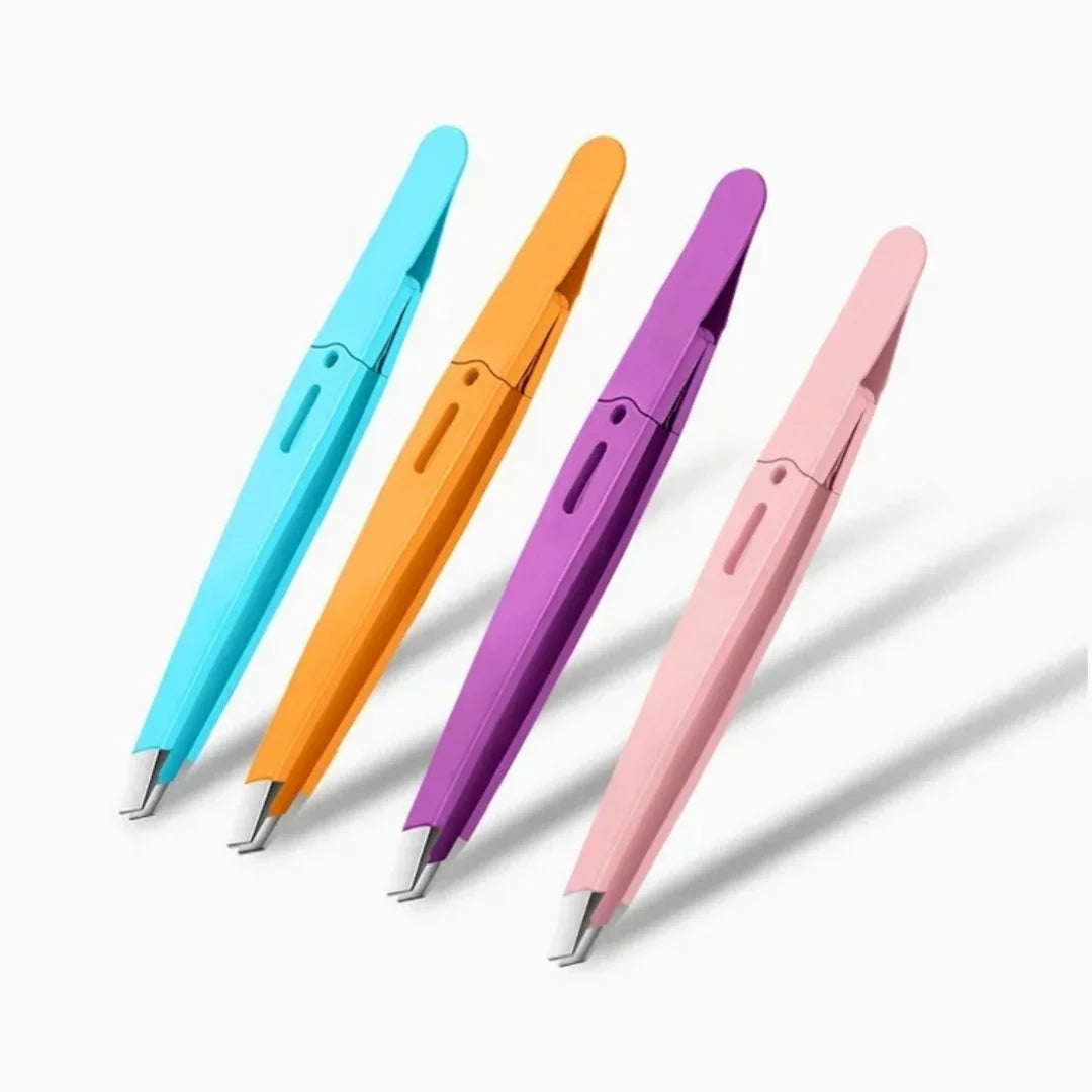 186--  Eyebrow Tweezer Colorful Hair Beauty Fine Hairs Puller Stainless Steel Slanted Eye Brow Clips Removal Makeup Tools
