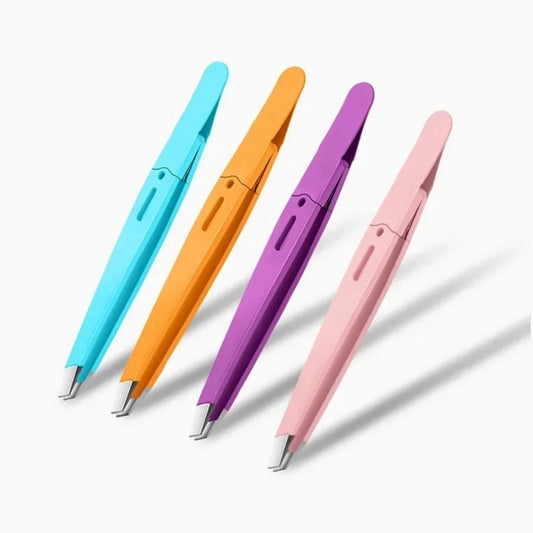 186--  Eyebrow Tweezer Colorful Hair Beauty Fine Hairs Puller Stainless Steel Slanted Eye Brow Clips Removal Makeup Tools