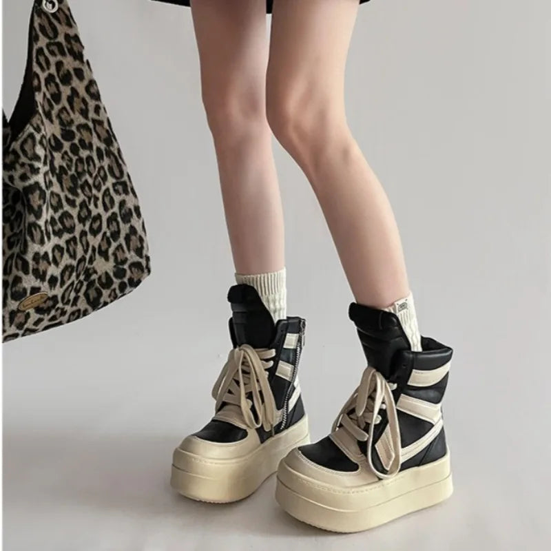 Shoes for Women Women's Ankle Boots Trendy Retro High-top Women's Shoes Fashion Casual Chunky Platform Luxury Designer Sneakers