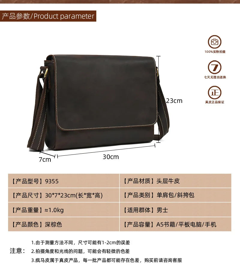 Genuine Leather Man Shoulder Bags Cow Skin Mens Casual Crossbody Bag Messenger Bag cross shoulder bag men leather