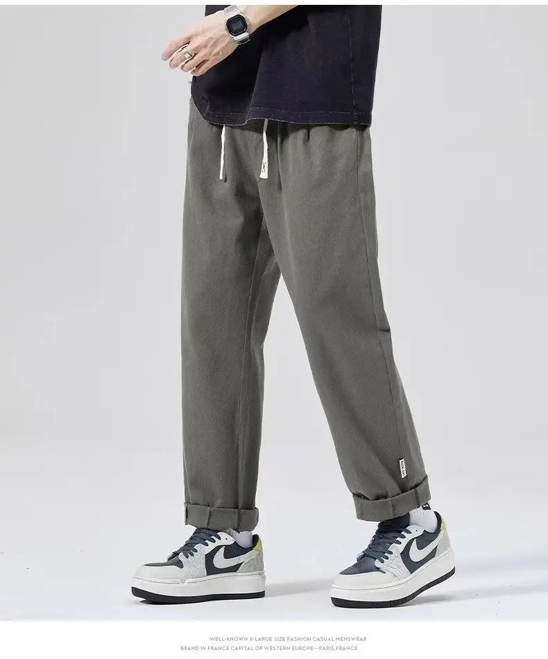 Spring Autumn Men's Loose Straight Leg Casual Sports Pants Trendy Brand Versatile Youthful Sle Long Pants Casual Trousers