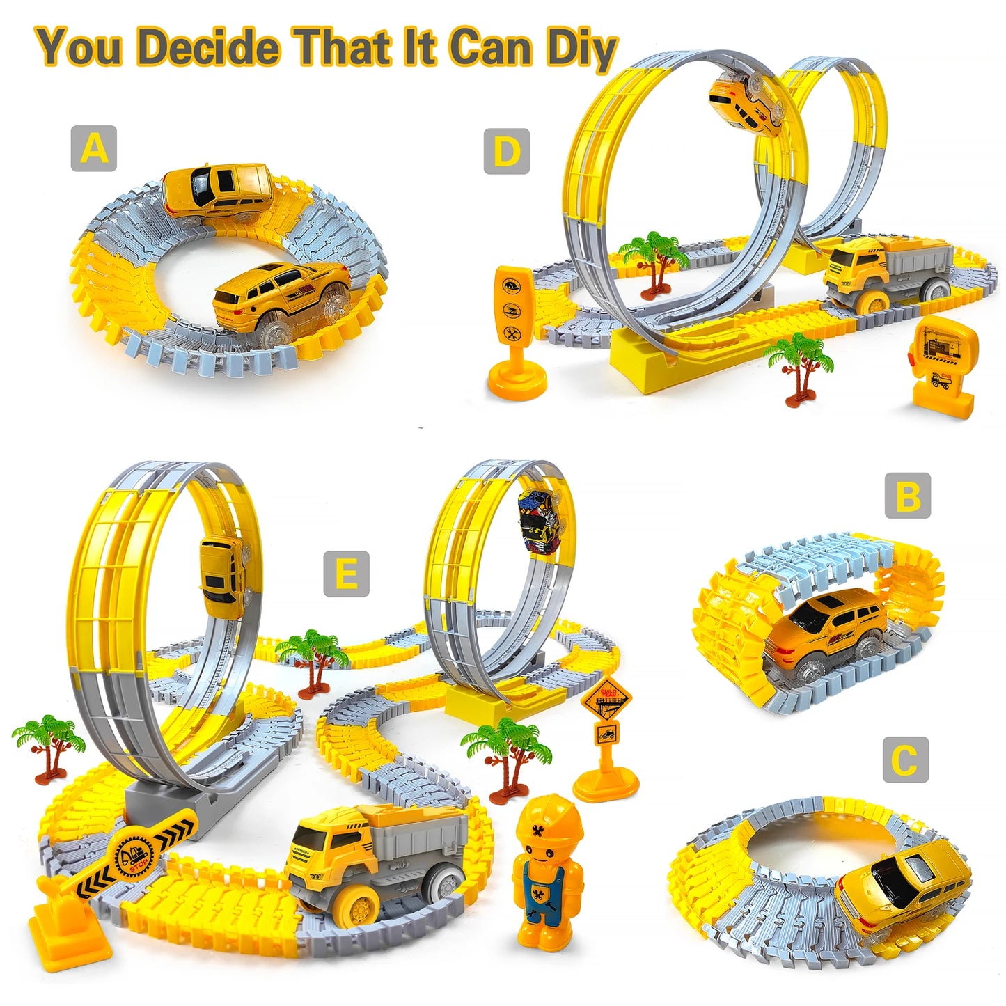 Children Electric Track Toy Car Engineering Minin Car Set Kids Puzzle Boy Toys Track Car Anti-gravity Track Train Gift for Kid