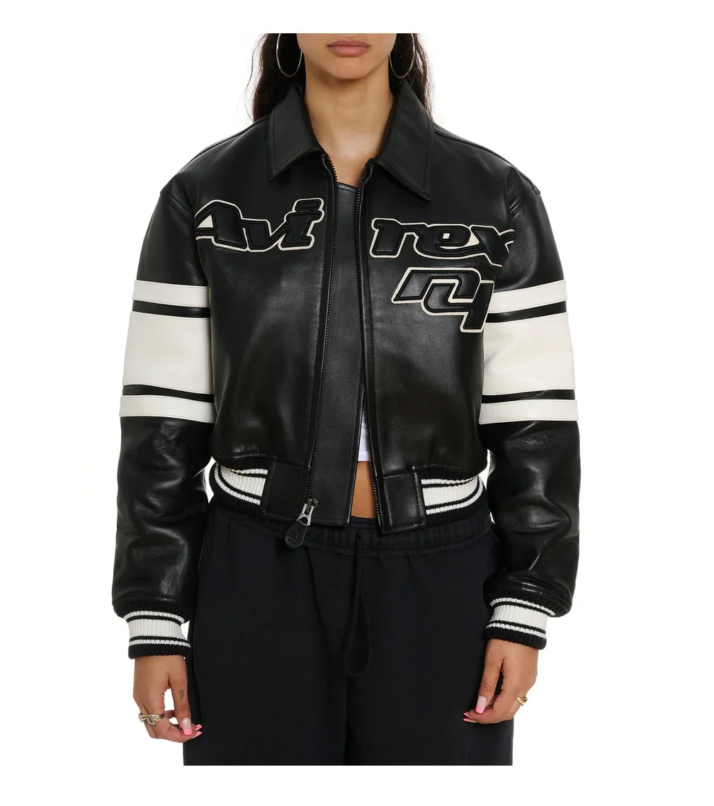 Avirex Spring 2024 New Listing Bomber Flight Suit Jacket 100% European Antique Sheepskin Classic Women's Pink Leather coat tops