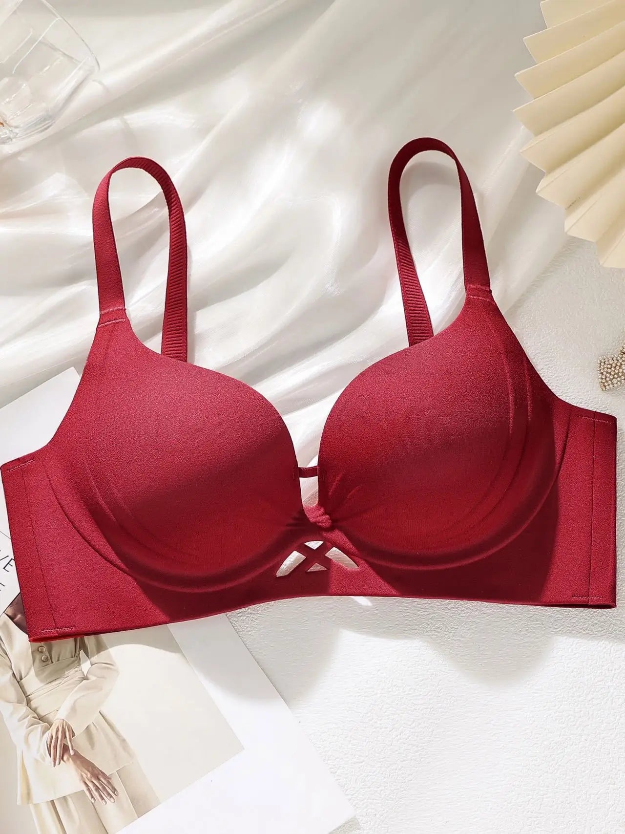 Lingerie Set  Women Small Bust Plus Size ,Breathable Seamless Shaping Bra, Push Up Thick Cotton Underwire Comfortable Daily Wear