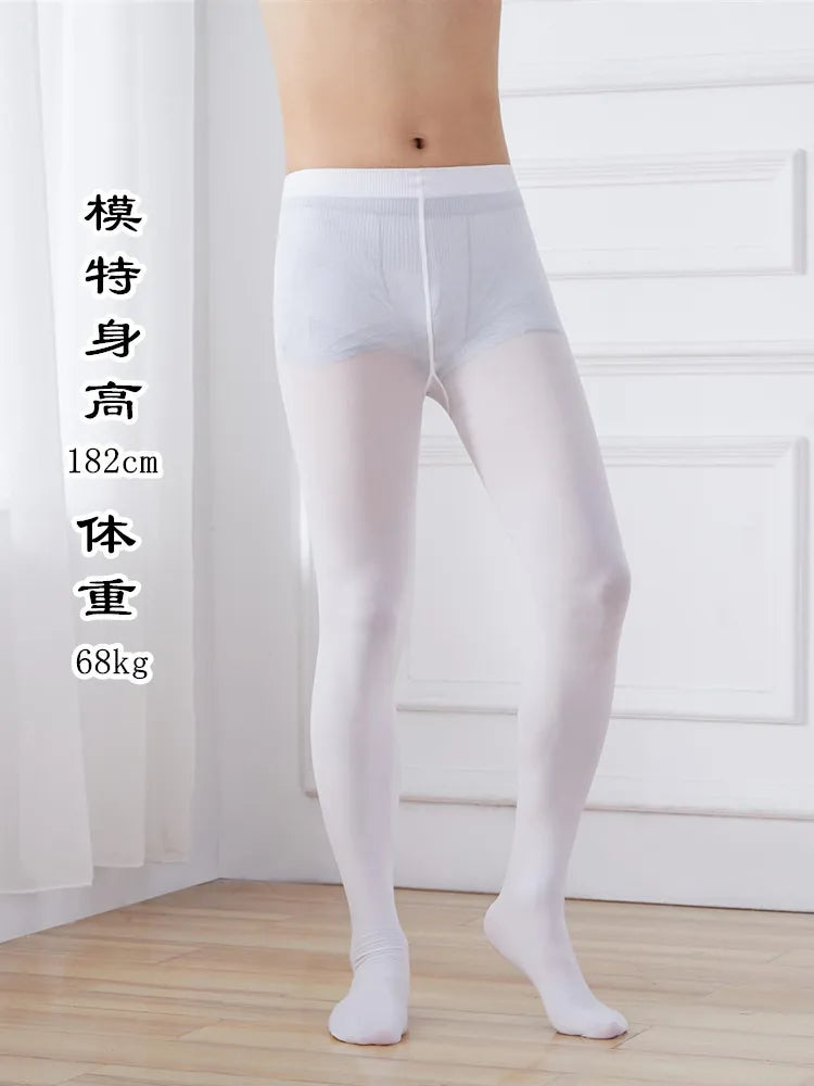 1pcs  Men 55-100kg Pantyhose Extended Black And White Spring Autumn Thin Sports Basketball Tight Stockings Pants Silk Skin Color