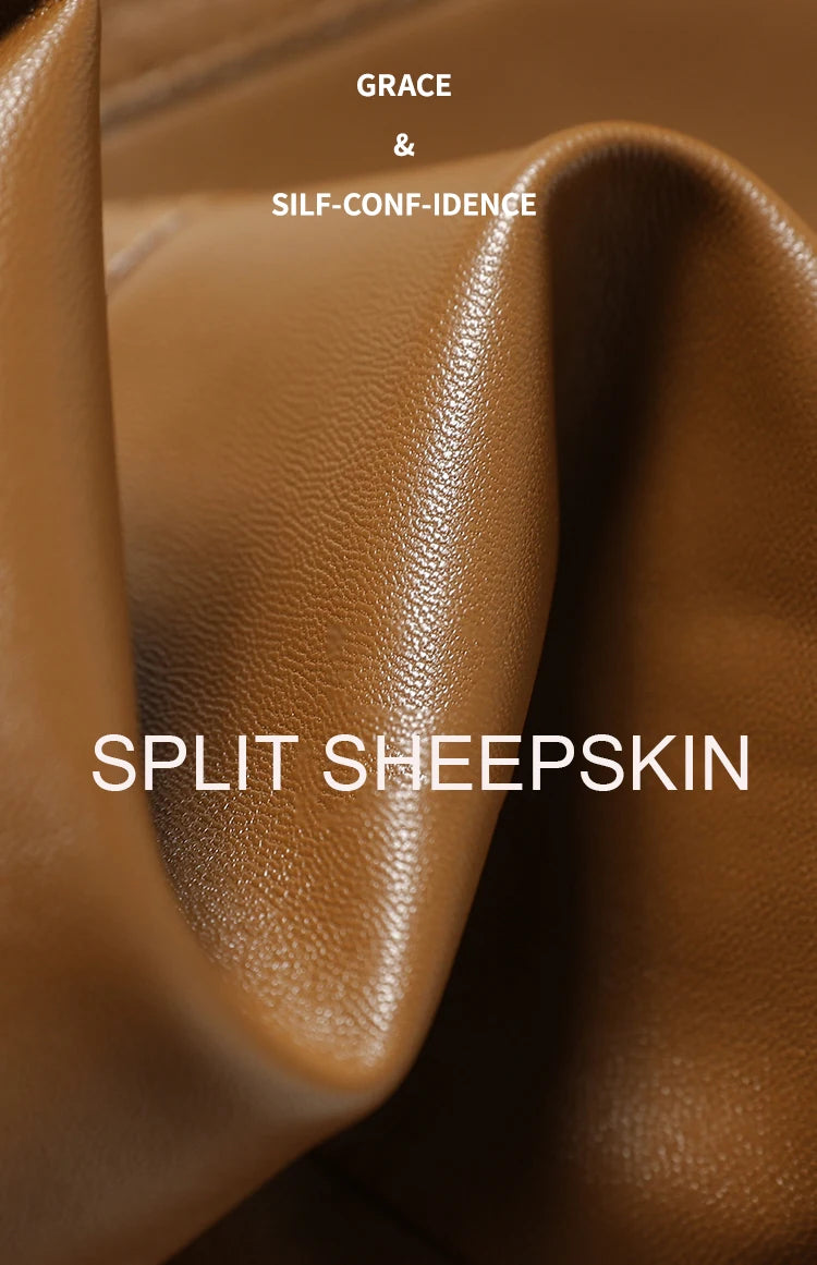 2024 New Women's Sheepskin Leather Jackets Fashion Lapel Collar Single-breasted Office Ladies Slim Casual Short Blazer Coats