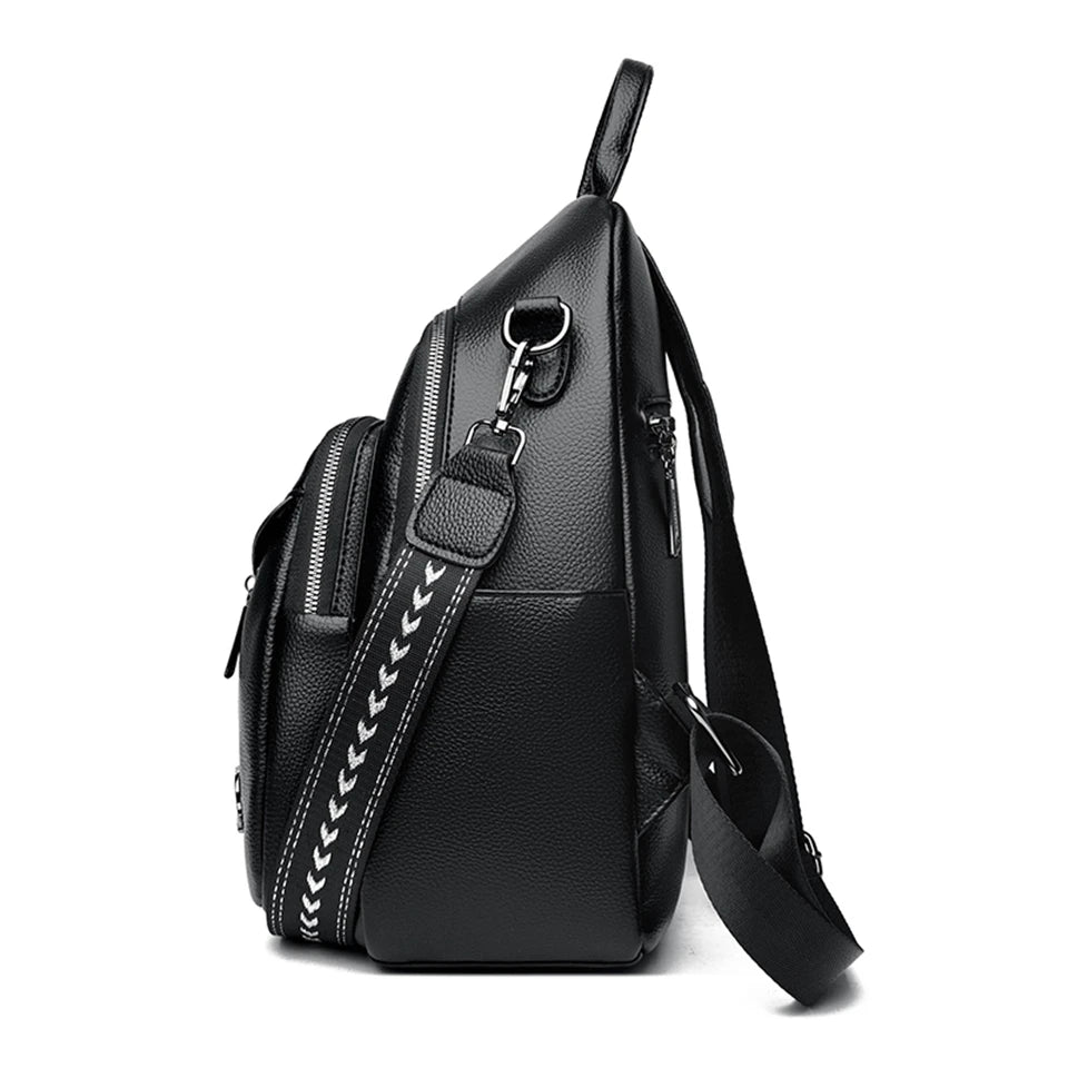 Fashion Backpacks Women Shoulder Bag Simple Rucksack Female Soft Leather Back Pack Ladies Travel Bag Large Capacity School Bags