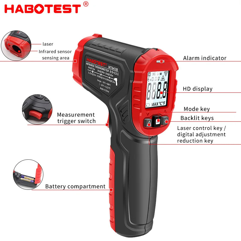 Digital Infrared Thermometer -50~600℃ IR Laser termometro Pyrometer Gun Non-Contact Laser Temperature Meter gauge Tools