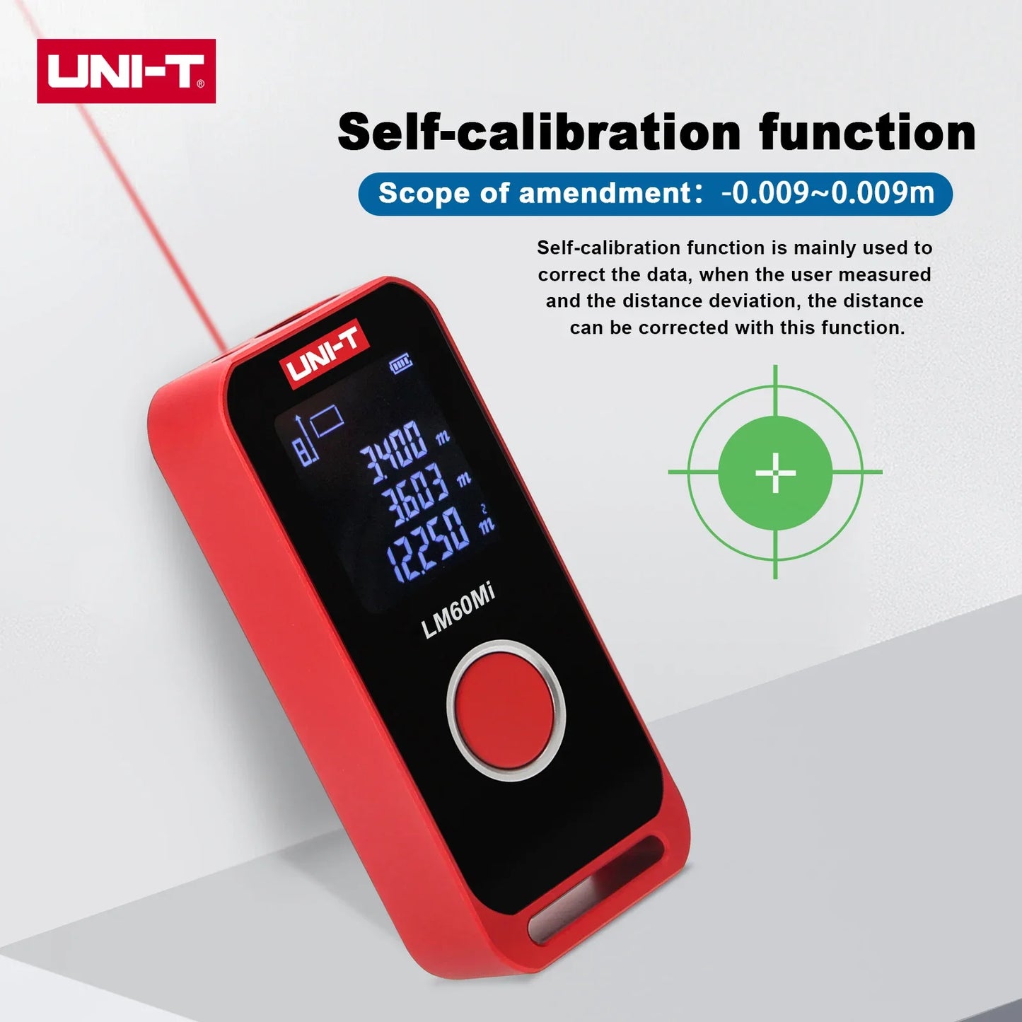 UNI-T Mini Laser Distance 40/60m Range Rechargeable 3.7V Wall Area/Volume/Circumference Measurement LM40Mi LM60Mi