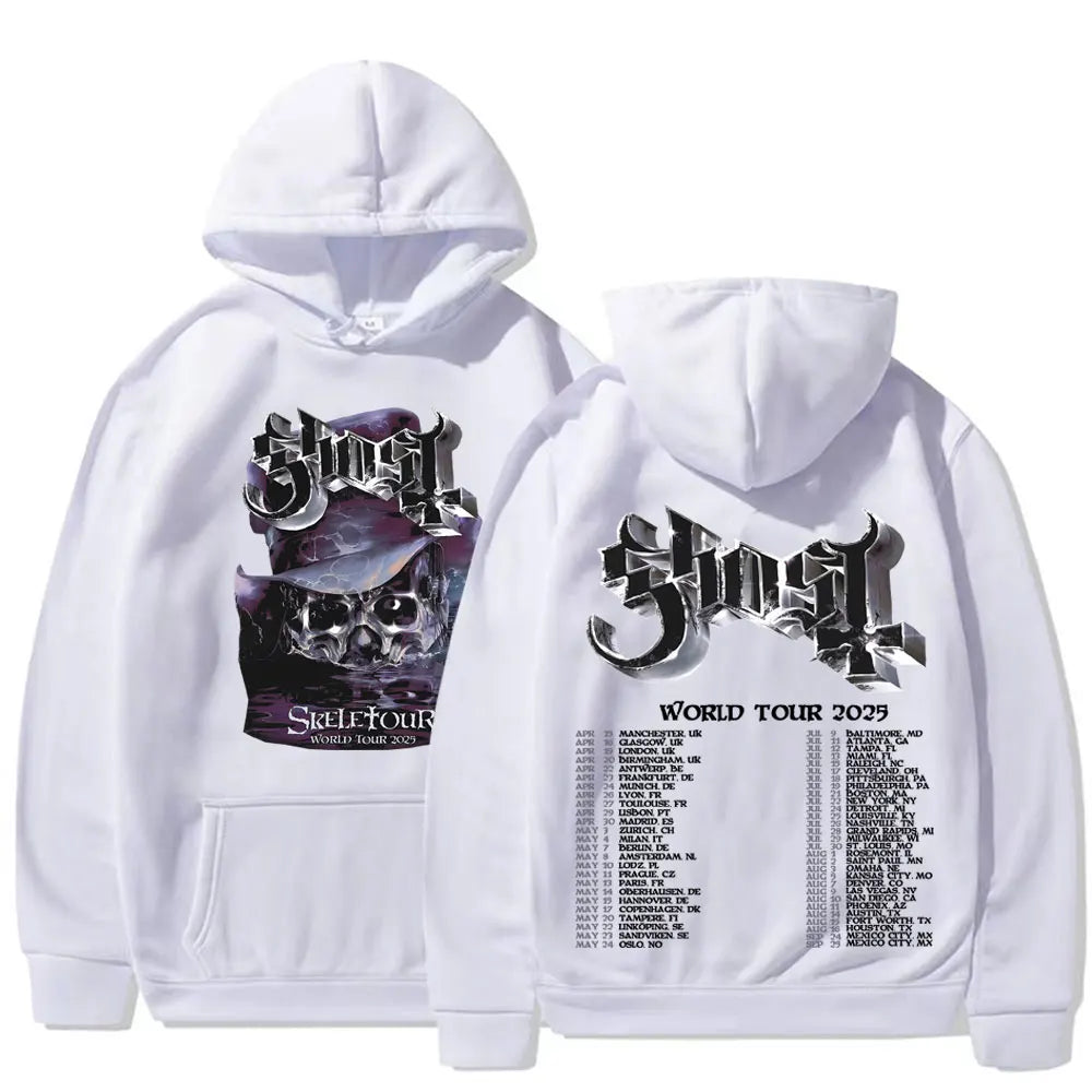 Band Ghost Skeletour World Tour 2025 Merch Hoodie Men Women Fashion Hip Hop Cool Sweatshirt High Quality Hoodies Streetwear Tops