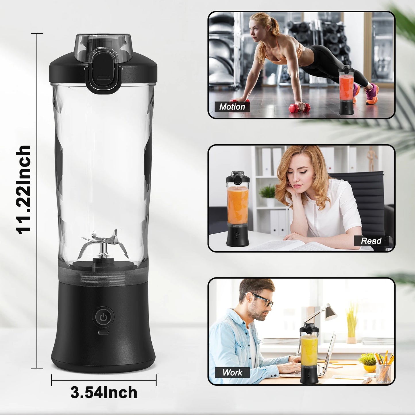 New Portable Blender 600ML Electric Juicer Fruit Mixers 4000mAh USB Rechargeable Mini Smoothie Blender Orange Juicer Machine