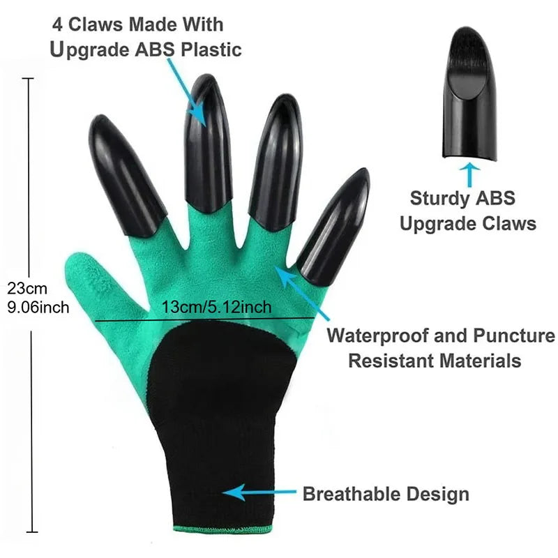 With Claws Gardening Gloves Stab Resistant Waterproof Wear-resistant Grass Pulling Soil Digging Security Protection Garden Glove