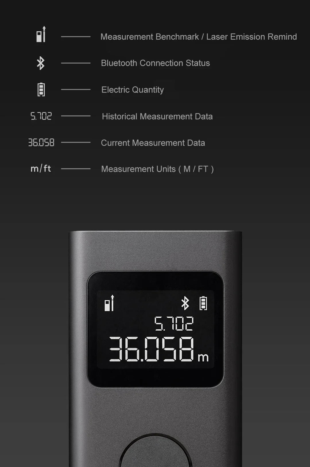 Original Xiaomi Mijia Smart Laser Rangefinder Real Time Distance Meter LCD Display Laser Range Finder Tape Measure Real Time New
