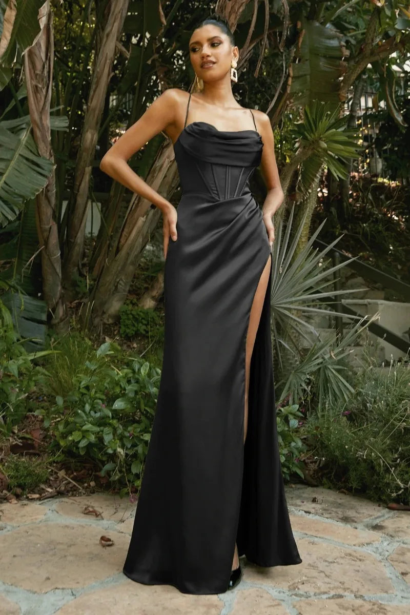 Dress Satin Cowl Front Lace Up Corset Dress Evening Dresses for Day and Night Party Elegant Women Red Maxi Bodycon Sexy