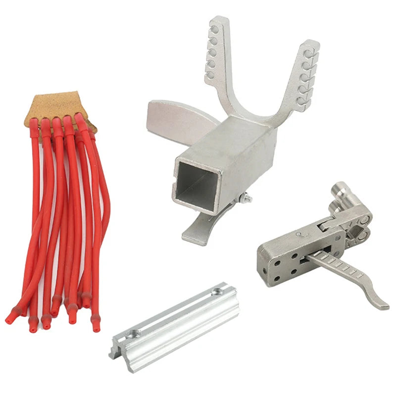 Slingshot Machinery Stainless Steel Parts Long-rod Slingshot Parts Trigger Rubber Belt Hunting Tactical Supplies Accessories