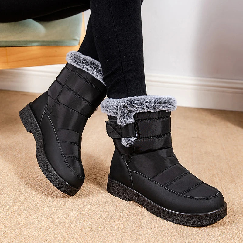 Women's Waterproof Winter Snow Boots Non Slip Platform Warm Ankle Boots Women Thicken Plush Cotton Padded Shoes Botas De Mujer