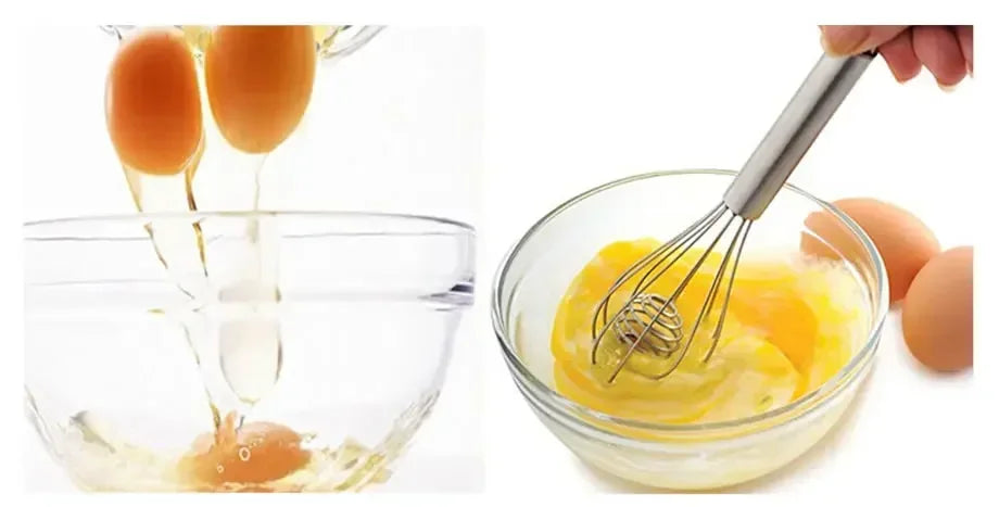 Manual Egg Blender with Wood Handle Stainless Steel Hand Beater Dough Cream Stirring Mixer Whisk Cooking Baking Kitchen Tools